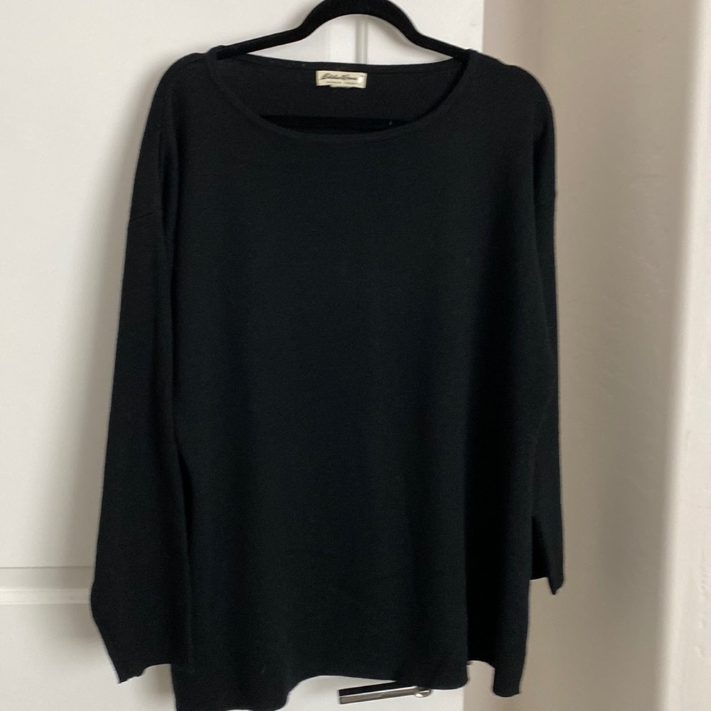 Eddie Bauer Black Wool-Blend Sweater
